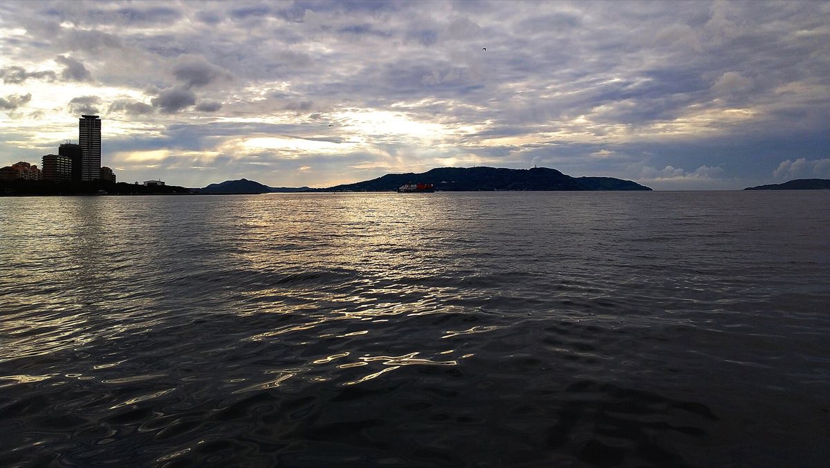 Nokonoshima island seen across the bay from Momochi, Fukuoka