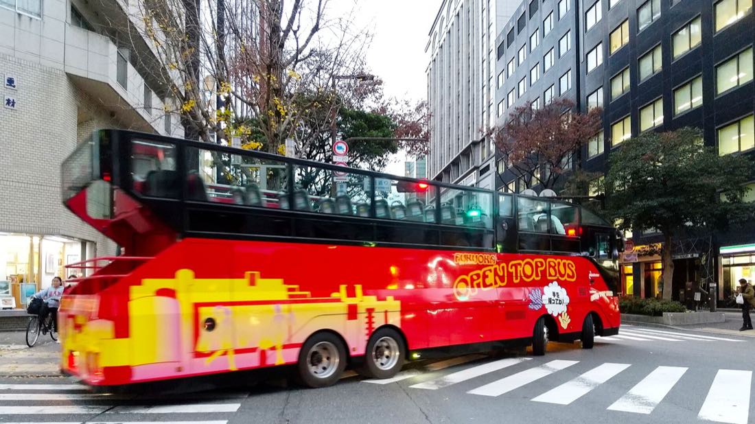 A Fukuoka Open Top Bus on Doi-dori in Hakata