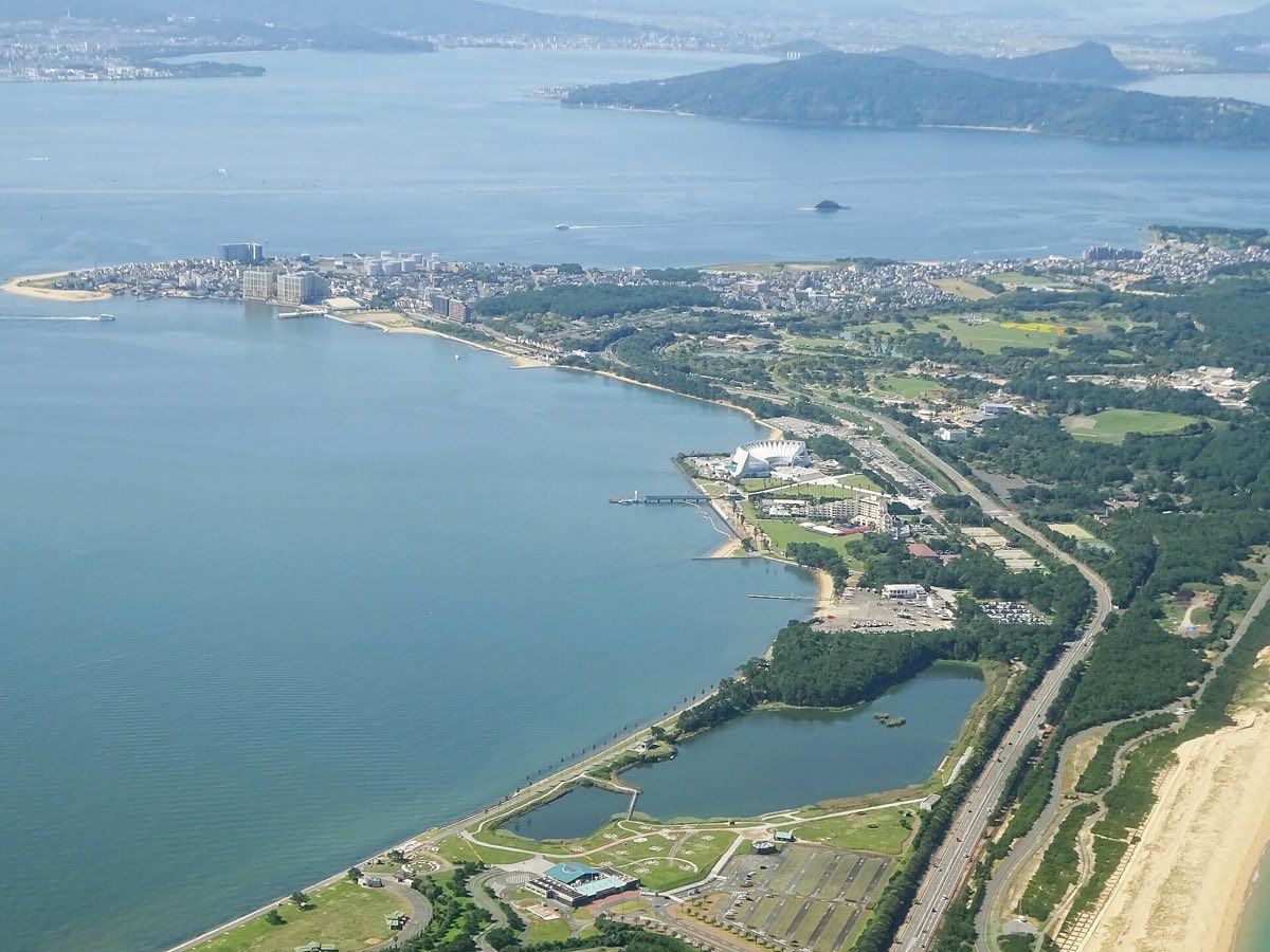 Marine World Uminonakamichi seen from the air