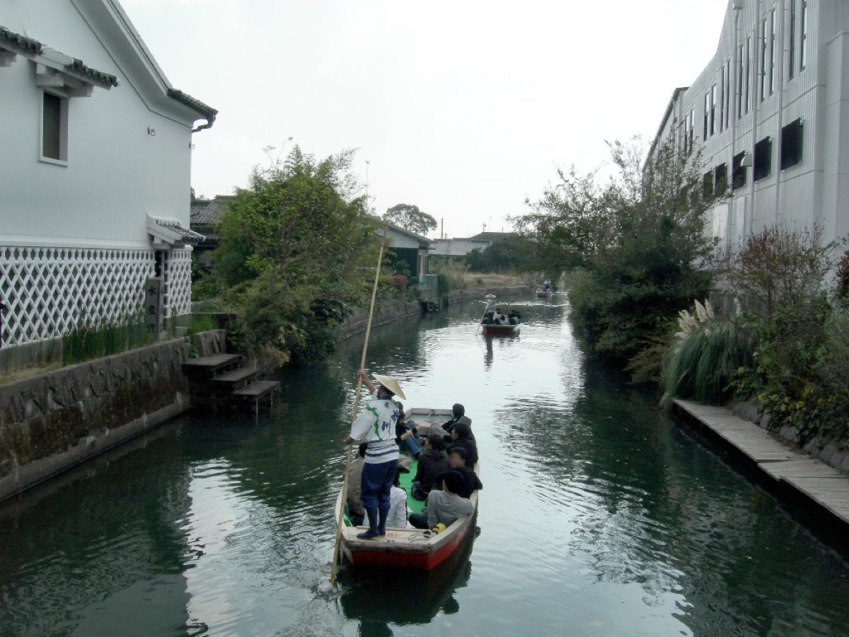 A donkobune punt on the canals of Yanagawa